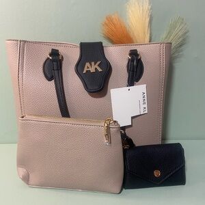 Anne Klein Pink and Black Tote with Structured Design